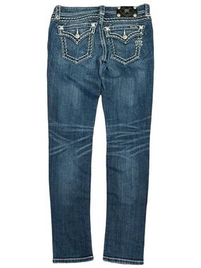 Y2K Miss Me Signature Skinny Bedazzled Low Rise Faded Slim Jeans